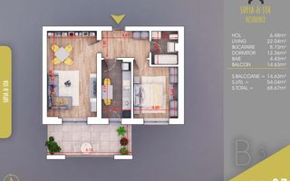 Apartament 2 cam, loc parcare bonus, Direct Dez, Comision 0 - Poză 3