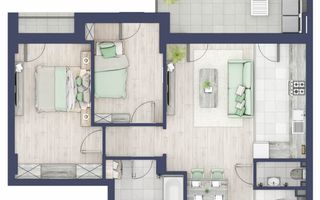 Apartament 3 camere | Balcoane 10.6 mp | Etaj 2 | Turnisor - Poză 5