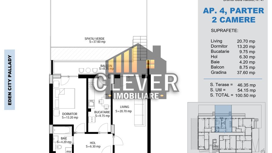 2 Camere cu Grădină 37 mp, Pallady | Încălzire Pardoseală - Poză 3