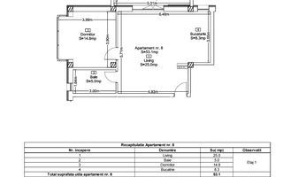 Apartament 2 Camere 53 mp | Bloc Nou 2023 | Lift | Terra, Floresti - Schiță 4
