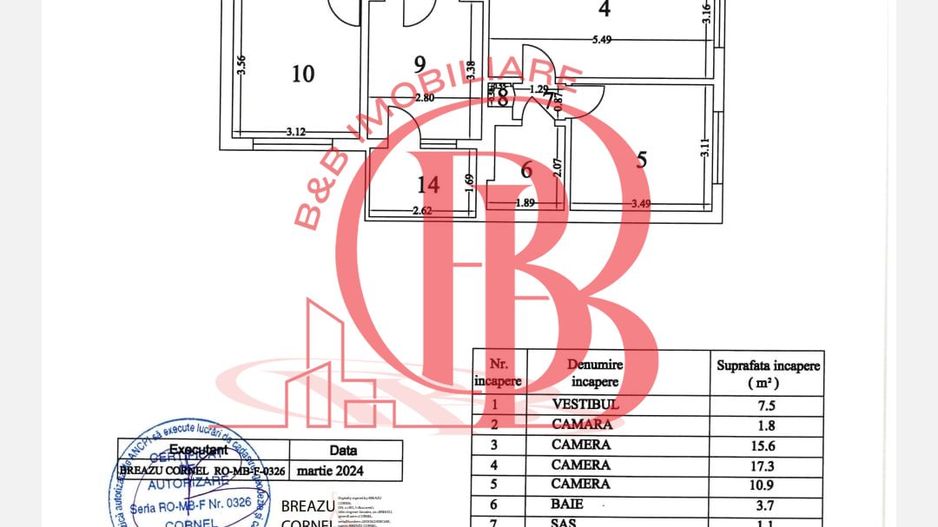 4 camere- Ozana  - Metrou -1 Decembrie 1918 - Schiță 14