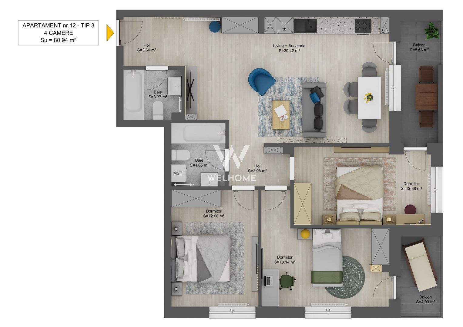Apartament 4 camere in Sibiu - Schiță 6