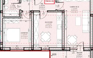 Apartament 2 camere 54.39 mp utili  | Șelimbăr – Zona Unirii - Schiță 13