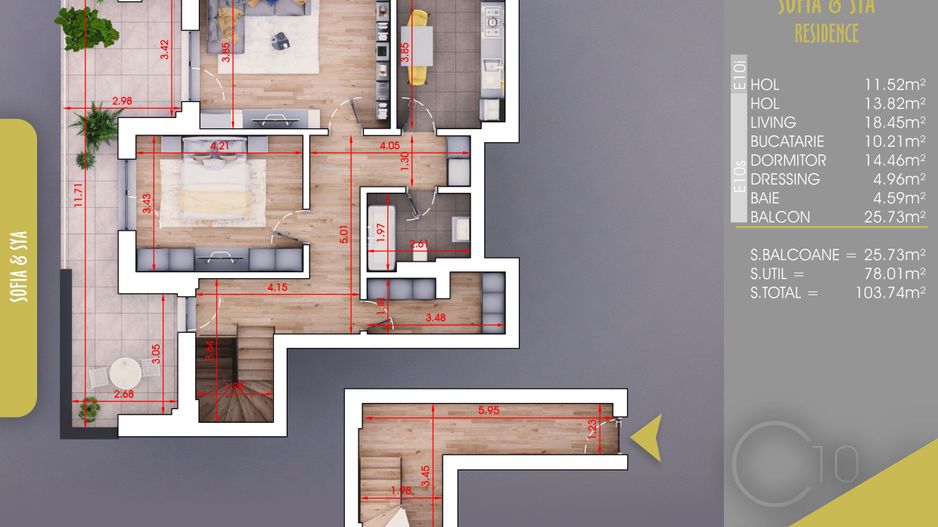 Apartament 2 camere,Dressing,Debara,Panorama superba,PARCARE,Pallady - Poză 6