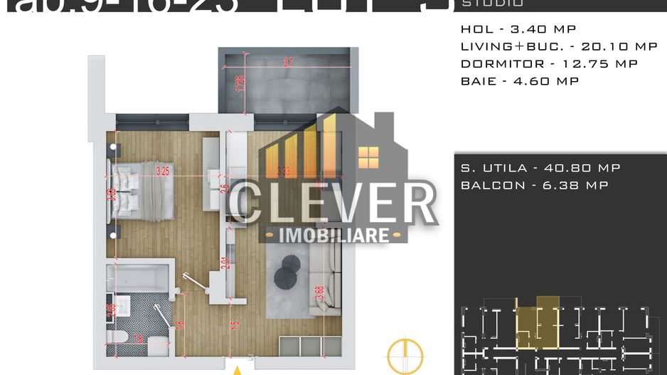 Studio 2 camere Dezvoltator, Ideal Investitie -Parcare GRATIS-Pallady - Poză 9
