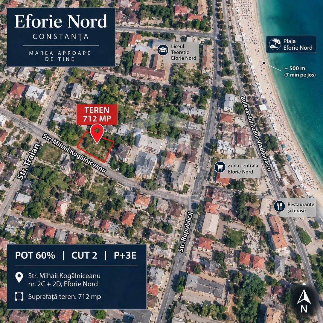 Teren intravilan 712 mp | Eforie Nord | Zonă centrală - Poză 1