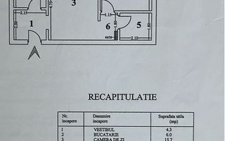 2 Camere - 52 MP | Etaj Intermediar | Reabilitat | Obor - Schiță 8