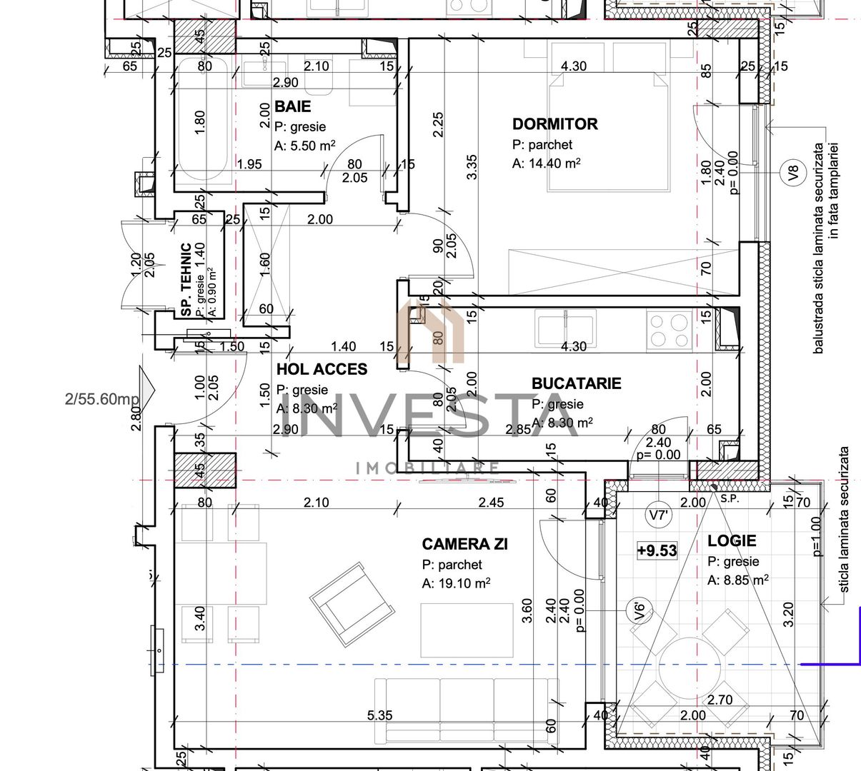 0% comision | Apartament 2 camere | Andrei Muresanu - Schiță 2