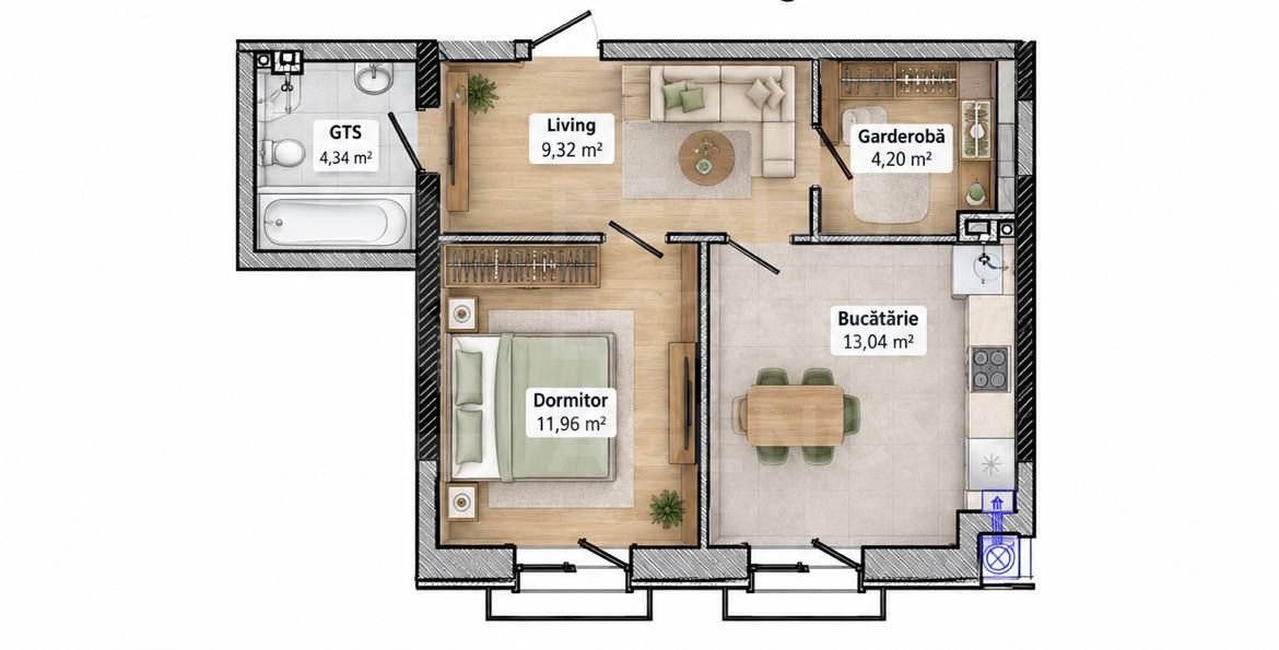 Vânzare, apartament, 1 cameră, str. Independenței, Botanica - Poză 2