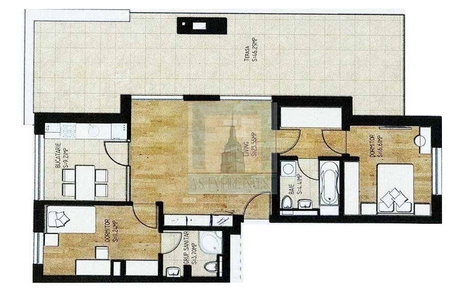 Penthouse 3 camere mobilat-utilat - zona Tractorul (Top City) - Poză 12