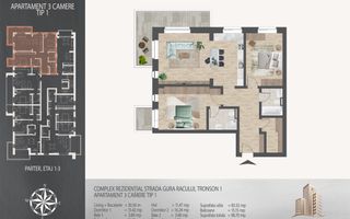 Ap 3 camere – 83 mp utili | Pallady – Metrou Nicolae Teclu - Schiță 9