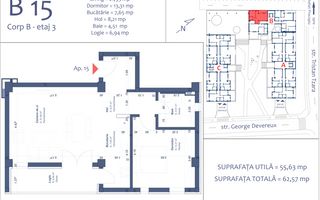 Apart. cu 2 camere, parcare subterana , Aradului - Schiță 20