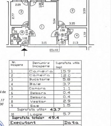 Apartament 2 camere Parcul Circului - Imobil 1961 - Schiță 7