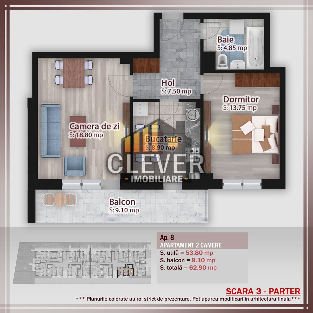 2 cam Decomandat zona Palaldy - Direct dezvoltator - Schiță 14