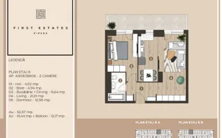 Vânzare, apartament, 2 camere, First Estates Pipera - Schiță 14