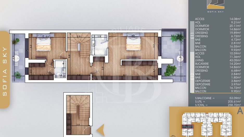 Apartament 4 camere Vedere Panoramica Mutare Rapida - Schiță 4