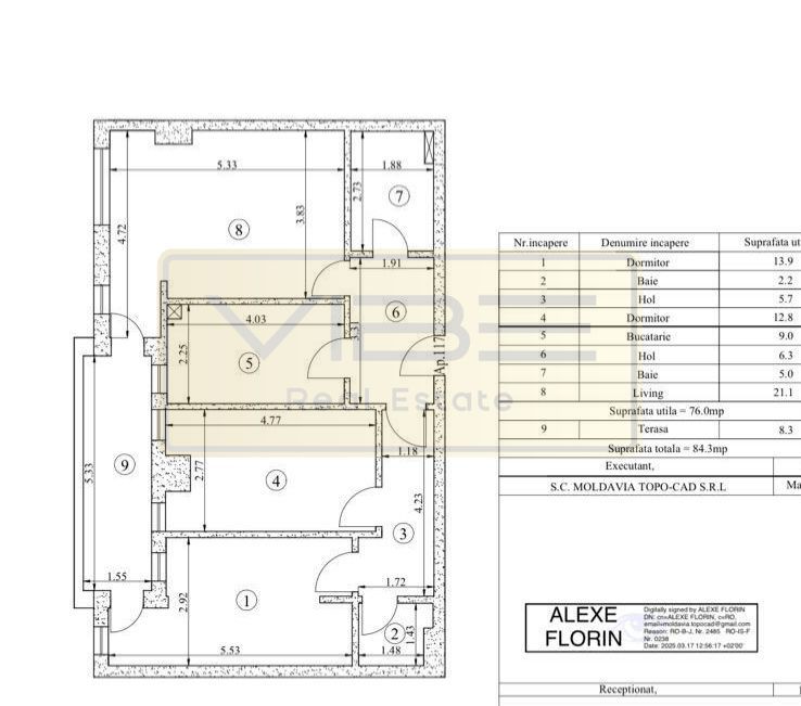 Tatarasi - 84mp -3 camere/2bai- Intabulat Comision 0% - Poză 1