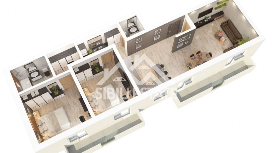 Apartament 3 camere, 2 balcoane– 78mp  - Dedeman, Shopping City, Sibiu - Poză 2