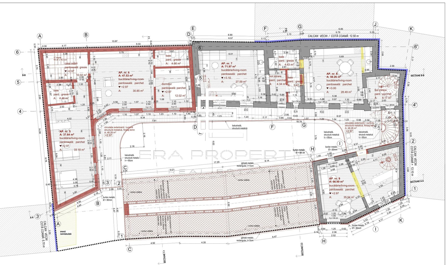 Apartament 2 camere, 56,5 mp, etaj 1, la cheie, Sibiu – zonă centrală - Schiță 5