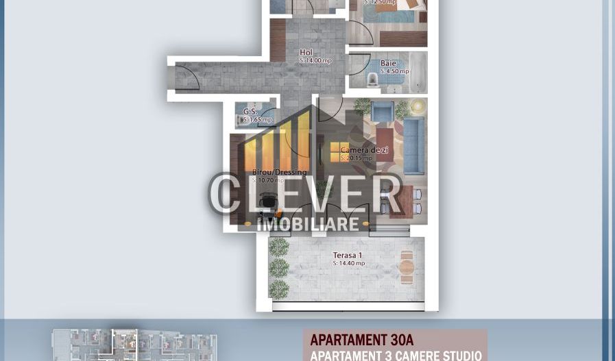 Apartament 3 camere tip studio cu 2 terase – Theodor Pallady - Poză 2