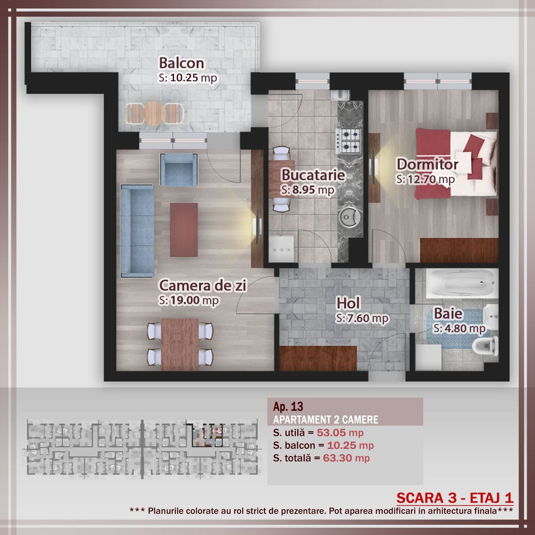 2 camere decomandat -oferta lansare proiect Pallady - Schiță 1