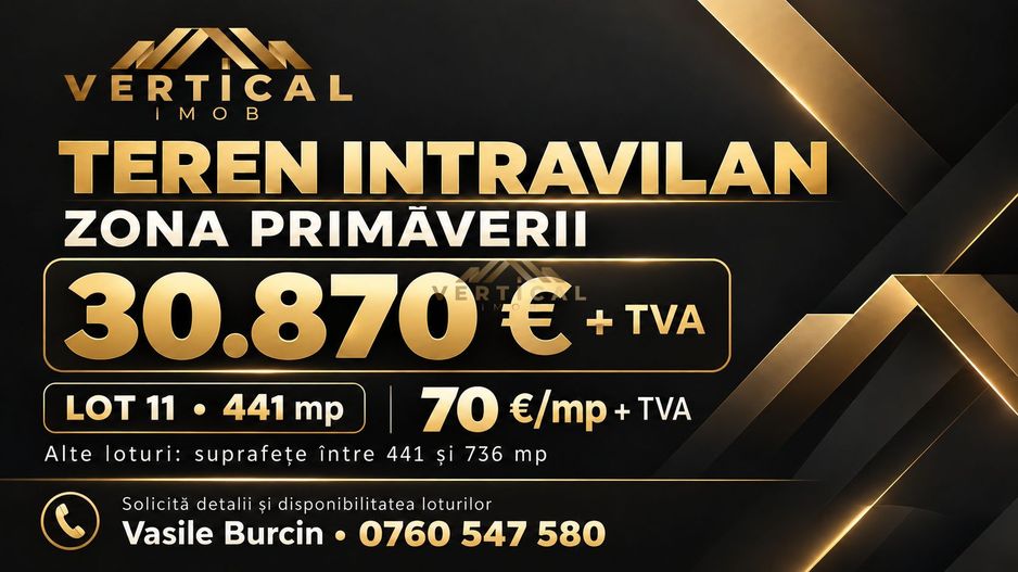 Teren intravilan 441 mp | Zona Primăverii | 30,870 € + TVA - Poză 3