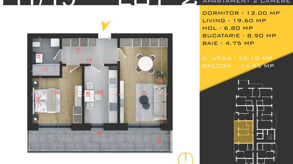 2 camere  Titan Pallady  Metrou Nicolae Teclu - Schiță 11