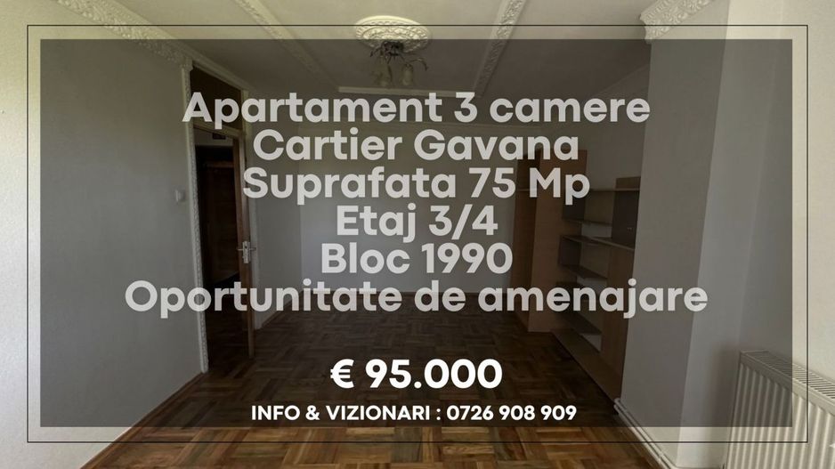 Apartament decomandat 3 camere Gavana - Poză 3