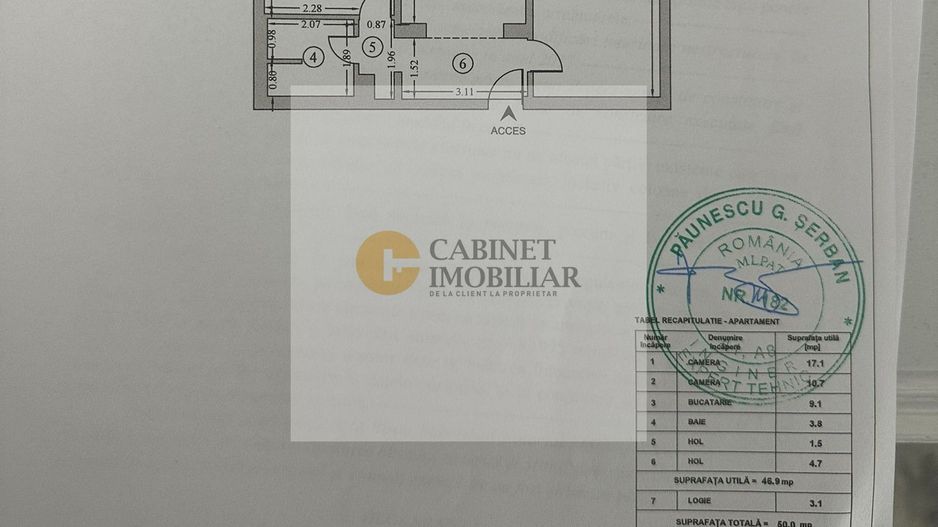 2 Camere - 50MP | Etaj Intermediar | 1985 | Metrou Crangasi - 2 minute - Schiță 7