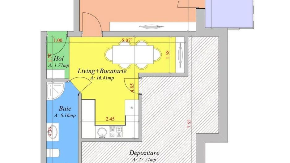 Apartament 70.55 mp, complet mobilat, ultimul nivel + balcon 7.87mp - Poză 2