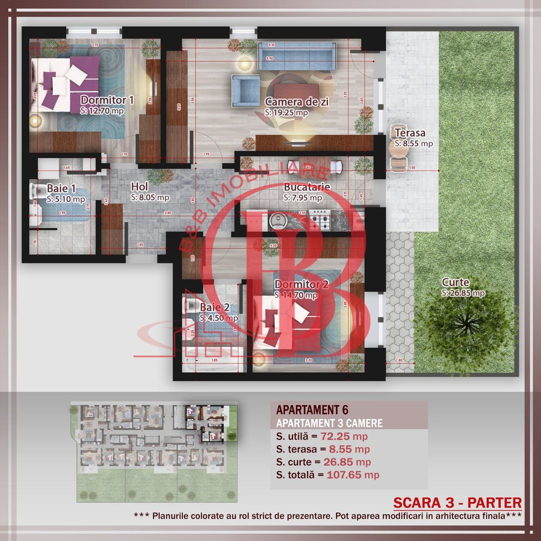 3 camere cu Gradina   Titan Pallady Metrou Nicolae Teclu - Schiță 1