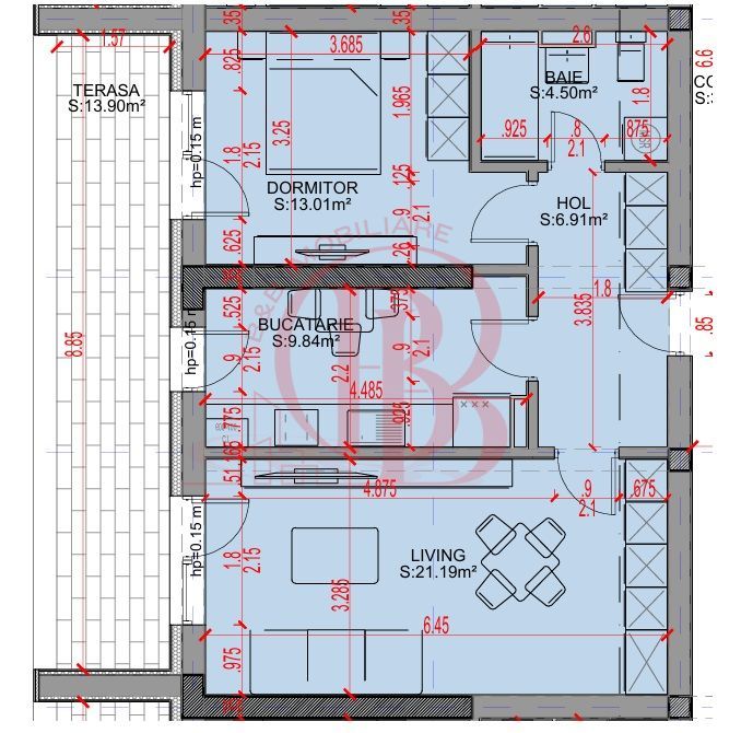 Apartament 2 camere Parcare Gratis Theodor Pallady 5min STB - Schiță 2