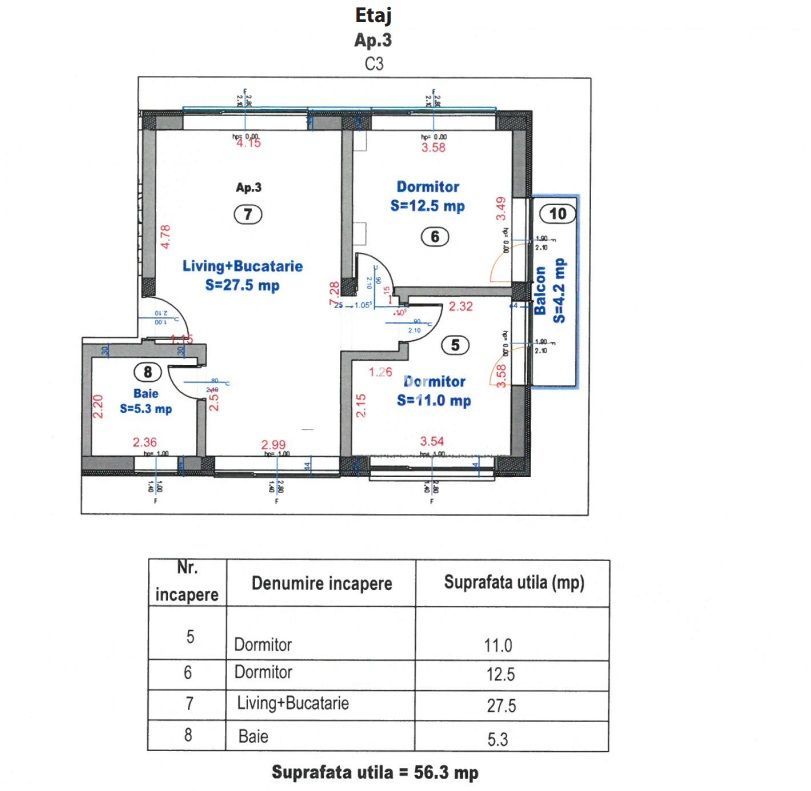 Apartament 3 camere finisat LA CHEIE - Turnisor Sibiu - Schiță 6