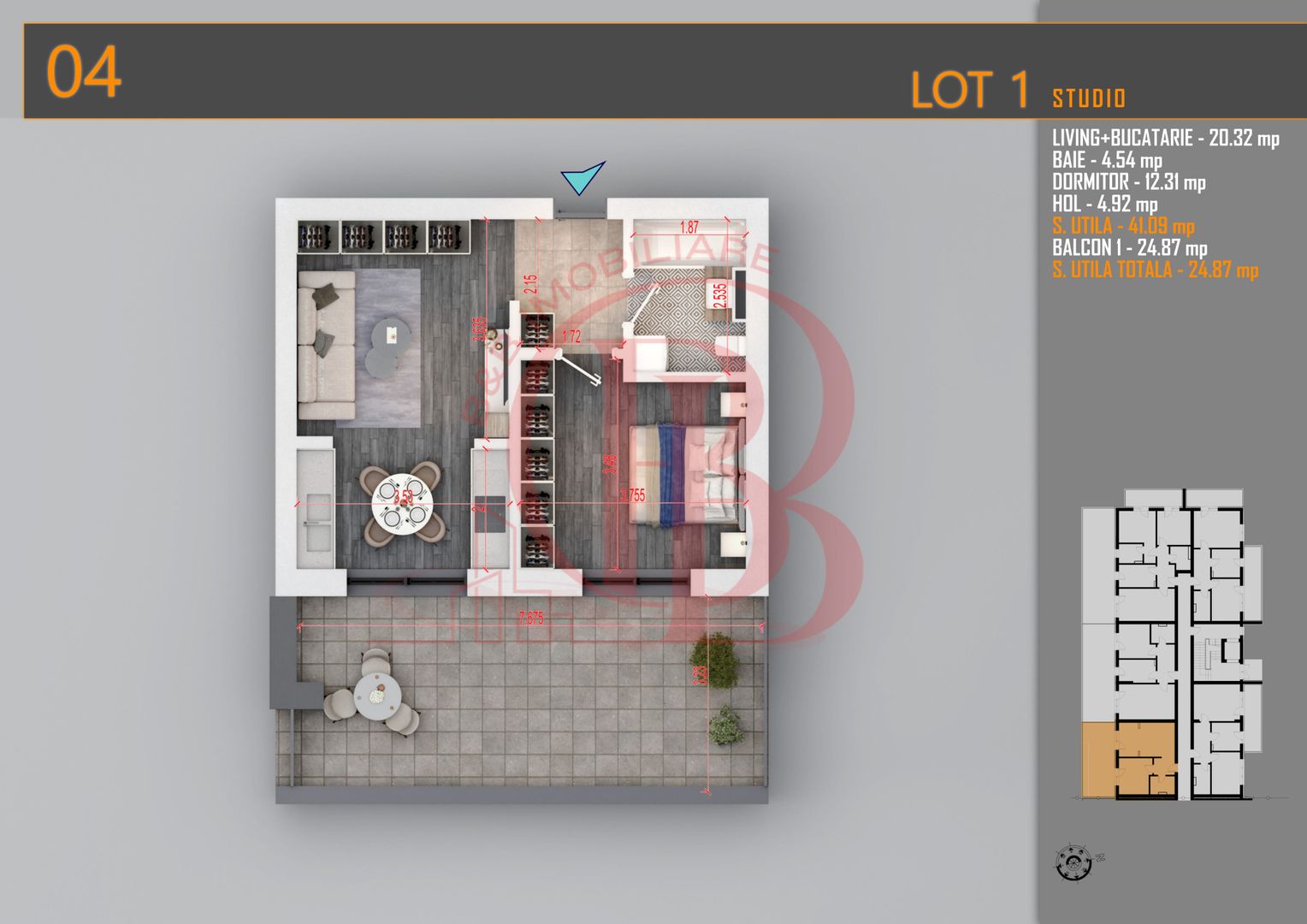 Apartament 2 camere cu Terasa-Theodor Pallady - Schiță 5