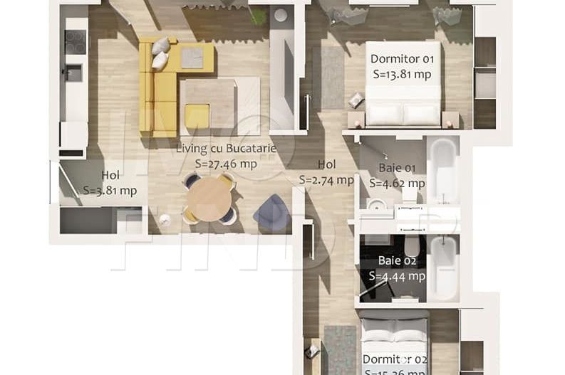 Vanzare apartament 3 camere Centru, imobil nou, etaj intermediar - Poză 8