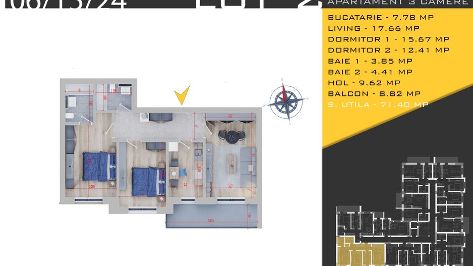 3 camere Parcare Bonus Titan Pallady Pret Promo de Lansare - Schiță 10