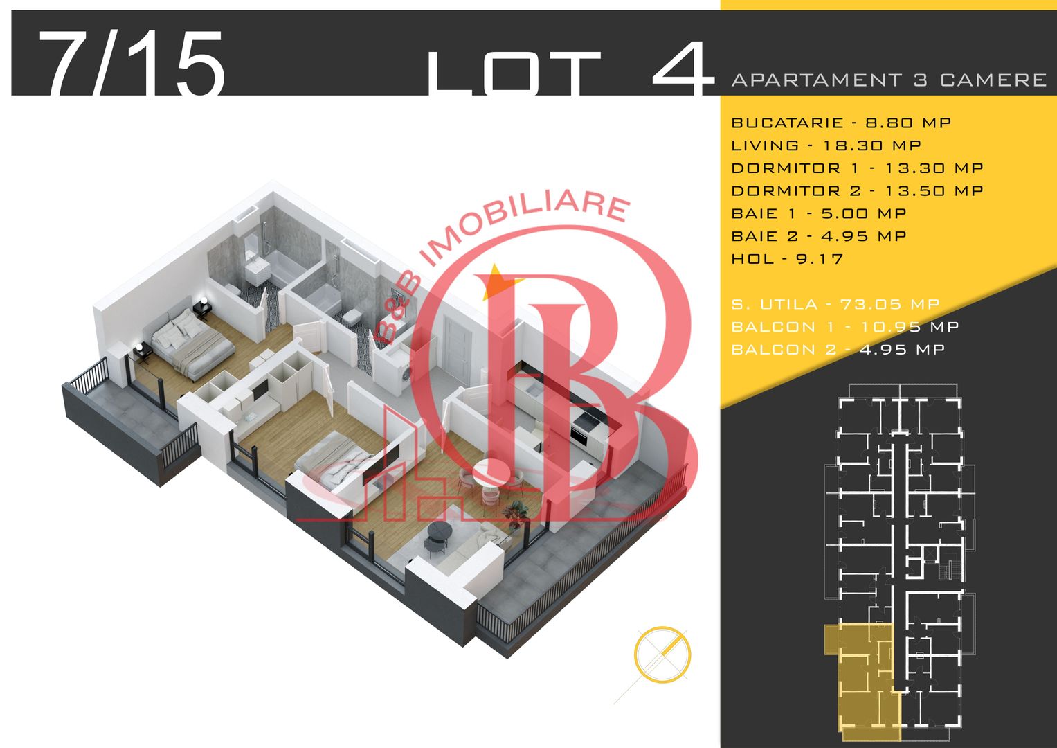 3 camere decomandat Titan Pallady  Metrou Nicolae Teclu - Schiță 12