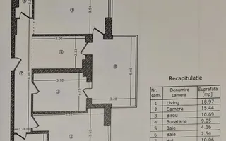 APARTAMENT 3 CAMERE | MOBILAT + UTILAT | 2 GRUPURI SANITARE - Schiță 11