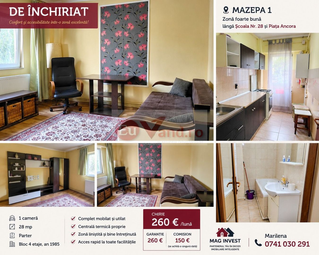 De inchiriat apartament cu o camera, parter, Mazepa 1, 280 euro - Poză 6