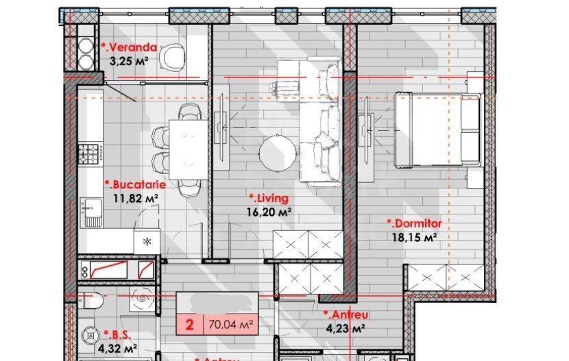 Vânzare, apartament, 2 camere, str. Calea Moșilor, Râșcani - Schiță 2