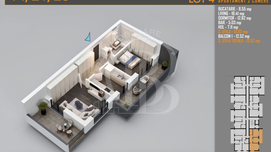 Apartament 2 camere Theodor Pallady-Metrou Nicolae Teclu - Schiță 8