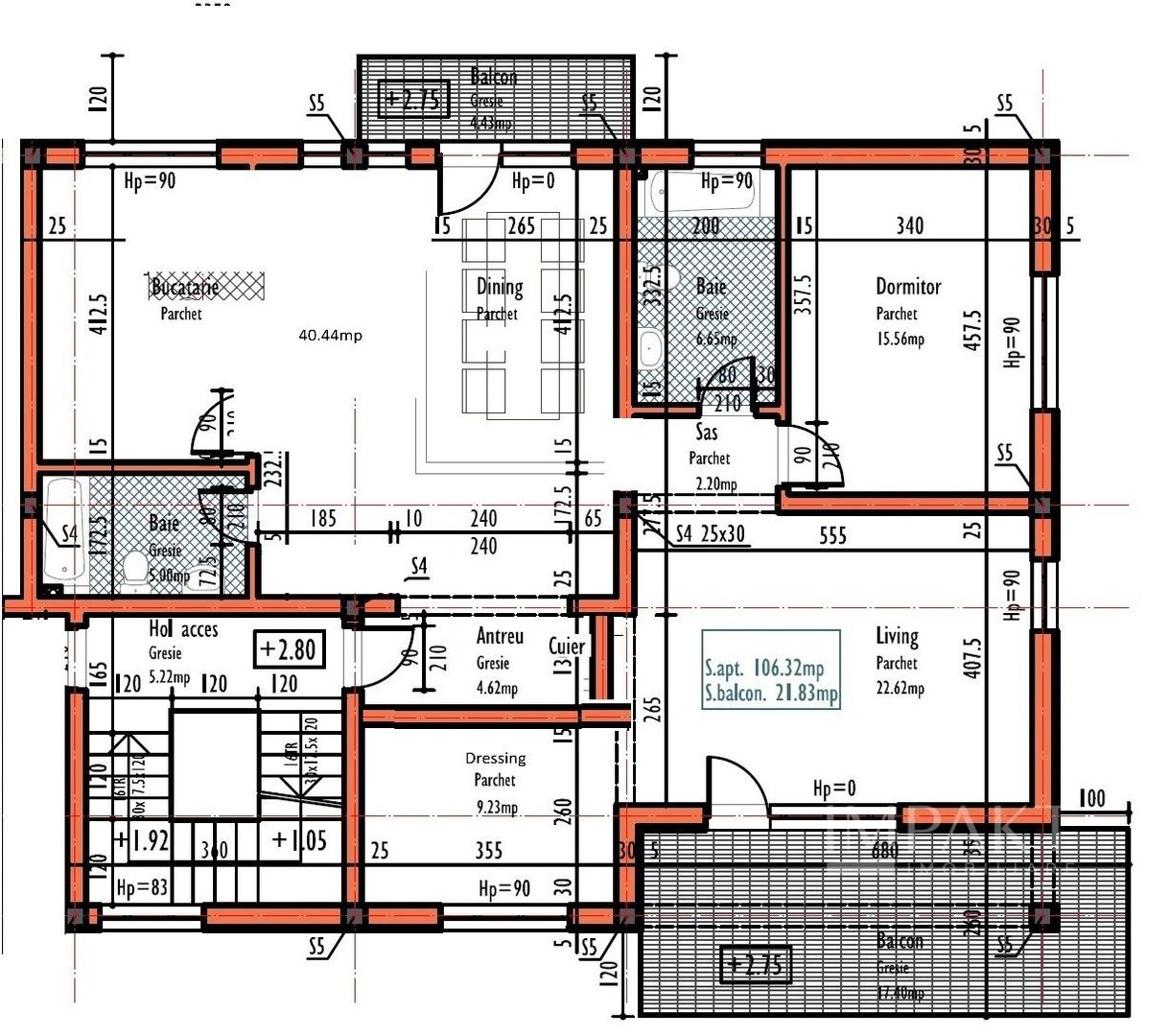 Apartament spatios cu balcon si terasa, complet mobilat, Europa! - Schiță 26