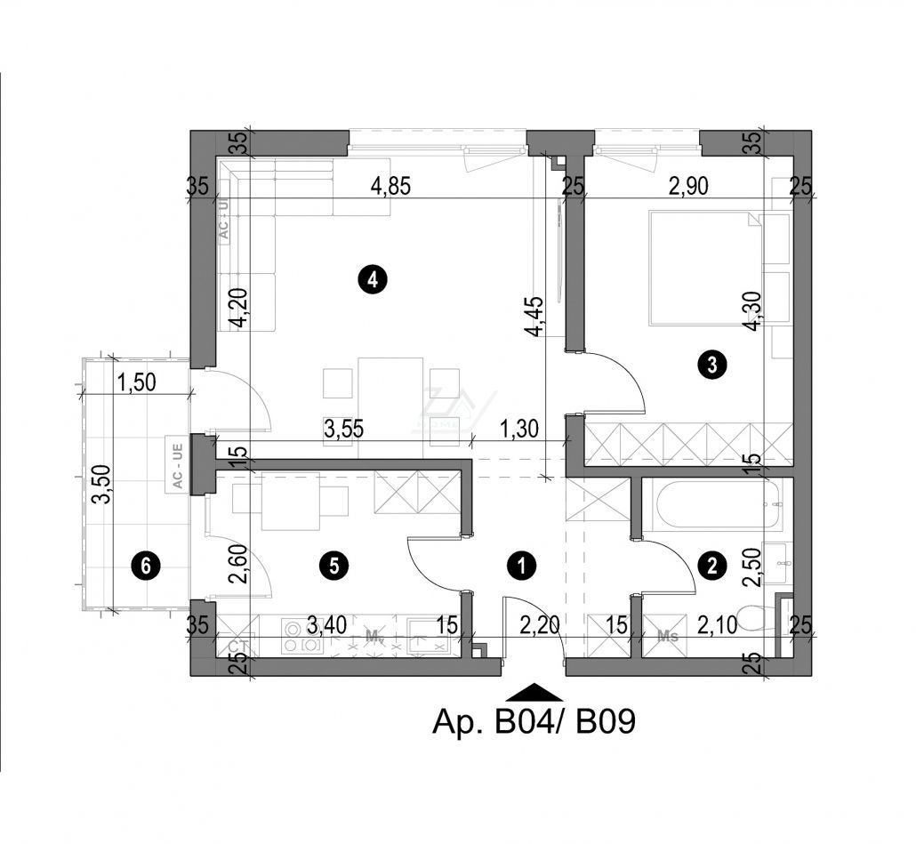 Comision 0! Etaj 1. Bucatarie inchisa. Loc de parcare. Lift. - Schiță 11