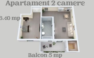 Apartament 2 camere la doar 68 500euro  Sibiu - Schiță 4