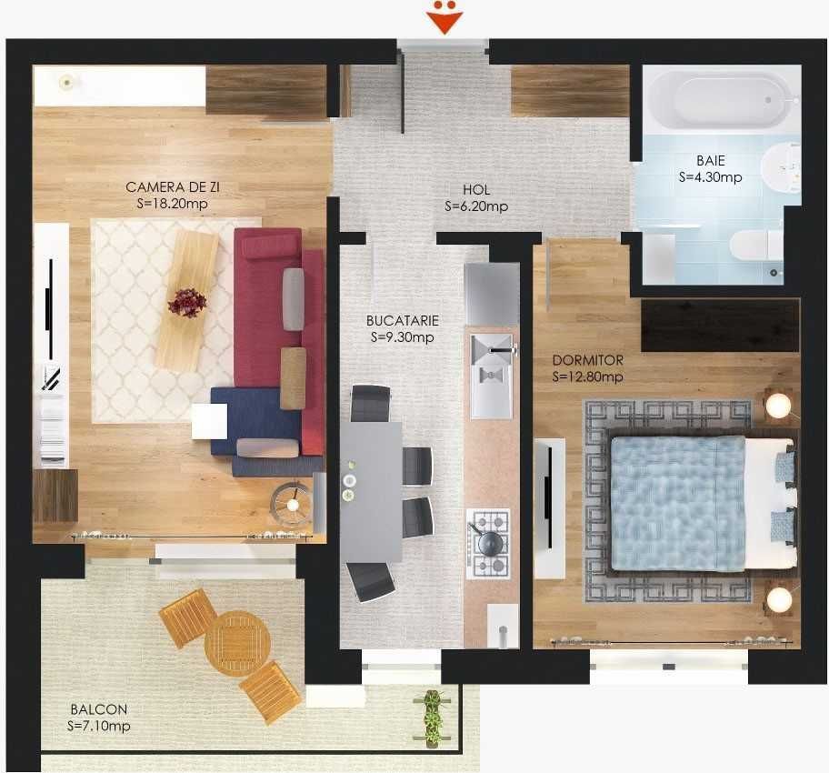 De vanzare apartament 2 camere , zona  Cartier Solar - Poză 3