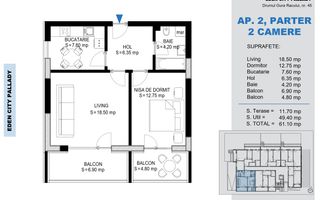 Apartament 2 camere Pallady Metrou Nicolae Teclu - Schiță 7