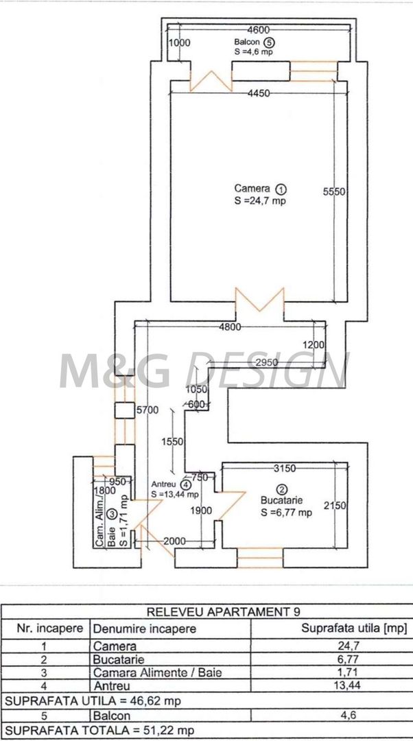 Apartament 1 camera la cladire istorica - Schiță 8
