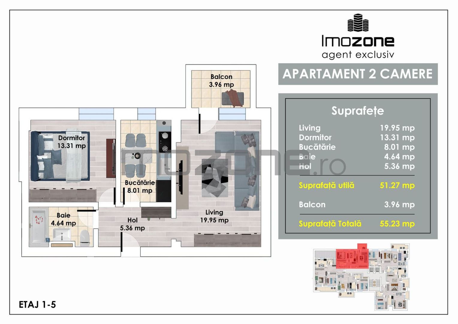 Metrou Pacii | Militari | 2 Camere | 55 mp Utili |  Balcon | Bucatarie Inchisa - Poză 5