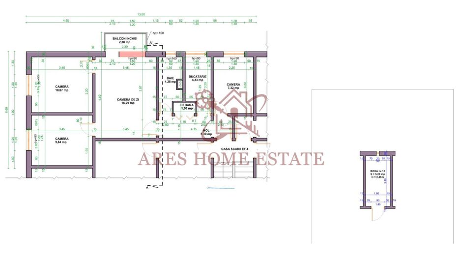 Apartament 4 camere, cu centrala proprie si boxă – zona Take Ionescu - Schiță 8