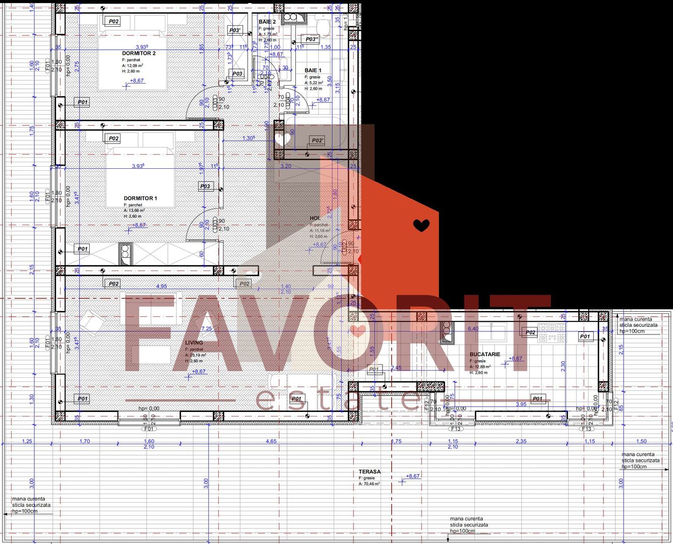 Penthouse cu terasa 70mp si 2 locuri de parcare in zona Torontalului - Schiță 14
